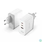 Kép 1/5 - Vention USB-C*2+A (3port,GAN,100W/100W/30W,fehér), töltő