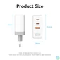 Kép 2/5 - Vention USB-C*2+A (3port,GAN,100W/100W/30W,fehér), töltő