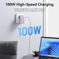 Kép 4/5 - Vention USB-C*2+A (3port,GAN,100W/100W/30W,fehér), töltő