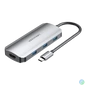 Kép 1/5 - Vention USB-C -> HDMI/USB 3.0x3/PD (0,15m Szürke Aluminum Ötvözet), Dokkoló
