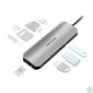 Kép 1/3 - Vention USB-C -> HDMI/USB3.0x3/RJ45/SD/TF/TRRS 3.5mm/PD (0,15m Szürke Aluminum Ötvözet), Dokkoló