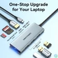 Kép 2/2 - Vention USB-C -> HDMI/USB 3.0x3/SD/TF/PD (0,15m Szürke Aluminum Ötvözet) Dokkoló