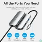 Kép 2/3 - Vention USB-C -> HDMI/VGA/USB 3.0/PD (0,15m Szürke Aluminum Ötvözet) Dokkoló