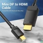 Kép 2/3 - Vention mini Displayport -> HDMI, (fekete), 1,5m, kábel