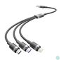 Kép 1/4 - Vention USB-A 2.0/M -> USB-C/Lightning/Micro USB-B, 1,5m,(fekete,6A,3in1), kábel