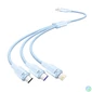 Kép 1/4 - Vention USB-A 2.0/M -> USB-C/Lightning/Micro USB-B, 1,5m,(blue,6A,3in1), kábel