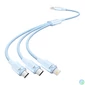 Kép 1/2 - Vention USB-A 2.0/M -> USB-C/Lightning/Micro USB-B, 1,5m,(blue,3A,3in1), kábel