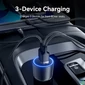 Kép 2/5 - Vention USB-A+C*2 (3port,100/30/18W, fekete,szivargyújtós), töltő