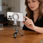 Kép 4/4 - Mágneses mini alumínium tripod selfie stick összecsukható, Ezüst