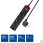 Kép 2/5 - ACT Power Strip with Illuminated Switch Hálózati Elosztó Kapcsolóval 4DIN 2m Black