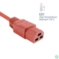 Kép 5/6 - ACT Powercord C20 male - C21 famale 2m Red kábel