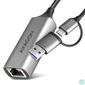Kép 1/7 - AXAGON ADE-TXCA USB-C + USB-A Gigabit Ethernet Adapter Grey hálókártya
