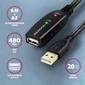 Kép 2/6 - AXAGON ADR-220 USB Repeater Cabel 20m Black kábel