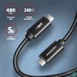 Kép 2/5 - AXAGON BUCM2-CM15AB CHARGE USB-C <> USB-C Cable 1,5m Black kábel