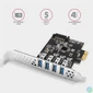 Kép 1/4 - AXAGON PCEU-43RS PCIe Controller 4x SuperSpeed USB bővítőkártya