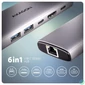 Kép 2/7 - AXAGON HMC-6G2L USB-C 10Gbps 6in1 Hub Silver