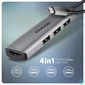 Kép 2/4 - AXAGON HMC-H3A USB-C 5Gbps Starter 4in1 hub Silver