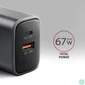 Kép 2/8 - AXAGON ACU-PQ67 PD3.0 & QC4+ 2xOUTPUTS wall charger 67W Black töltő