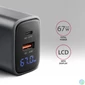 Kép 2/10 - AXAGON ACU-PQ67D PD3.0 & QC4+ 2xOUTPUTS LCD display wall charger 67W Black töltő