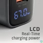 Kép 3/10 - AXAGON ACU-PQ67D PD3.0 & QC4+ 2xOUTPUTS LCD display wall charger 67W Black töltő
