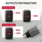 Kép 9/10 - AXAGON ACU-PQ67D PD3.0 & QC4+ 2xOUTPUTS LCD display wall charger 67W Black töltő
