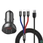 Kép 1/3 - Baseus 2USB 4,8A 24W autós töltő LCD kijelzővel + 3in1 töltő kábellel Black