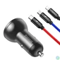 Kép 2/3 - Baseus 2USB 4,8A 24W autós töltő LCD kijelzővel + 3in1 töltő kábellel Black