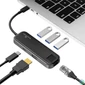 Kép 5/5 - Bluestork HUB-OFFICE USB-C to 3xUSB2.0 + 1xUSB-C + 1xHDMI + 1xRJ45 Grey