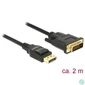 Kép 1/2 - DeLock DisplayPort 1.2 male > DVI 24+1 male passive 2m Cable Black kábel