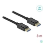 Kép 1/2 - DeLock DisplayPort cable 10K 60Hz 54Gbps ABS housing 3m Black kábel