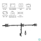 Kép 2/9 - EQuip 17"-32" Articulating Triple Monitor Desk Mount Bracket Black