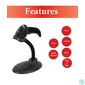Kép 4/10 - EQuip USB 1D/2D Barcode Scanner with Stand Vonalkódolvasó Black