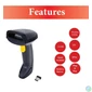 Kép 7/9 - EQuip Wireless 1D Laser Barcode Scanner with Stand Vonalkódolvasó Black