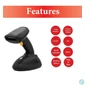 Kép 7/9 - EQuip Wireless 1D Laser Barcode Scanner Long Distance with Stand Vonalkódolvasó Black