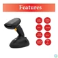 Kép 4/9 - EQuip Wireless 2D Barcode Scanner Long Distance with Stand Vonalkódolvasó Black