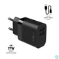 Kép 2/9 - FIXED hálózati töltő, 2*USB-A kimenet, 17W + USB/USB-C kábel, fekete