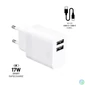 Kép 2/8 - FIXED hálózati töltő, 2*USB-A kimenet, 17W + USB/USB-C kábel, fehér