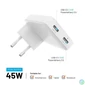 Kép 3/4 - FIXED Slim 2xUSB-C úti töltő GaN PD 45W-os fehér