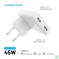 Kép 3/9 - FIXED Slim Traveller 2xUSB-C utazási töltő világadapter GaN 45W, fehér