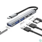 Kép 2/4 - Sandberg USB-C to 3xUSB-A+2xUSB-C SAVER Silver usb hub