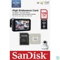 Kép 1/3 - Sandisk 128GB microSDXC High Endurance Class 10 CL10 U3 V30 + adapterrel memóriakártya