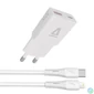 Kép 1/4 - Hálózati töltő + USB-C - Lightning (Apple) kábel,  AVAX "CH6414", fehér