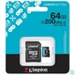 Kép 3/3 - Memóriakártya, microSDXC, 64GB, C10/UHS-I/U3/V30/A2, Gen4, adapter, KINGSTON "Canvas Go! Plus"