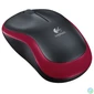 Kép 1/4 - Egér, vezeték nélküli, optikai, közepes méret, USB, LOGITECH "M185", piros