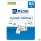 Kép 1/7 - Pendrive, 64GB, USB 3.2 Gen1 + USB-C, alumínium ház, MYMEDIA "Dual" (by VERBATIM)