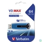 Kép 1/4 - Pendrive, 64GB, USB 3.2, 175/80 MB/s, VERBATIM "V3 MAX", kék-fekete