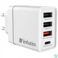 Kép 1/6 - Hálózati töltő, 1xUSB-C PD (20W), USB-A QC 3.0, 2xUSB-A (10W), VERBATIM, fehér