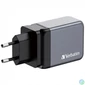 Kép 1/8 - Hálózati töltő, 2xUSB-C PD (65W), USB-A QC 3.0, EU/UK/US, GaN, VERBATIM