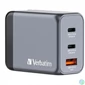 Kép 6/8 - Hálózati töltő, 2xUSB-C PD (65W), USB-A QC 3.0, EU/UK/US, GaN, VERBATIM