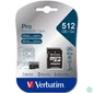 Kép 1/3 - Memóriakártya, microSDXC, 512GB, CL10/U3/A2, 100/90 MB/s, adapter, VERBATIM "PRO"